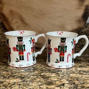 Grace Teaware Set Of 2 Holiday Nutcracker Theme Porcelain Mugs